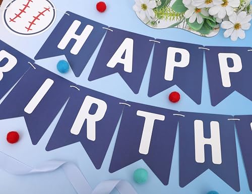Image of Baseball Happy Birthday Banner,Baseball First /1st Birthday Decoration | Rookie Of The Year Banner,Sporty Birthday Decor