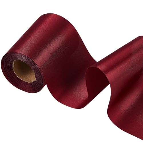 GORGECRAFT 20M X 10CM Rotolo di Nastro di Raso Double Face Largo Tessuto di Poliestere Solido Rosso Scuro Nastro Grande per Confezioni Regalo Inaugurazione Fascia per Sedia Bouquet Fiocco Decorazione