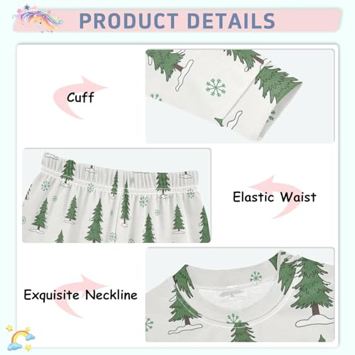 Pajama Sets Long Sleeve Winter Trees Snow Pattern Soft Comfy Sleepwear 2 Piece PJS 3-8T4