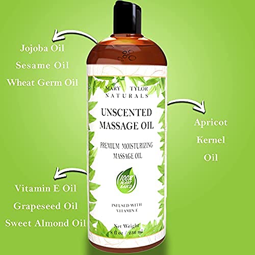 Unscented Massage Oil (8 Fluid Oz) – Perfect For Men, Women, Couples, Massaging, Nourishing The Skin, And Much More… By Mary Tylor Naturals #TOP5