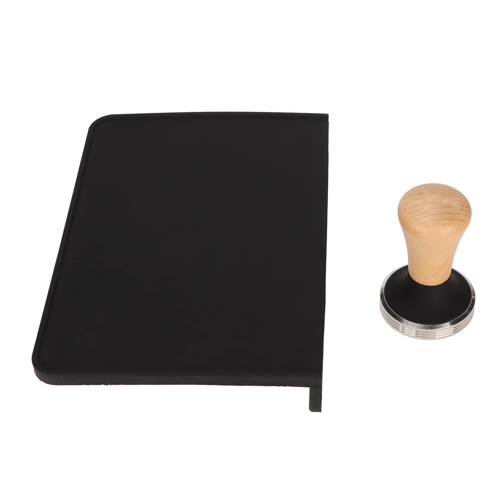 Juego de Manipulación de café de Madera con Tapete de Silicona Diseñado para Baristas Principiantes Materiales de Primera Calidad Duraderos y Fáciles de Limpiar 8,5 X 6,0 Pulgadas