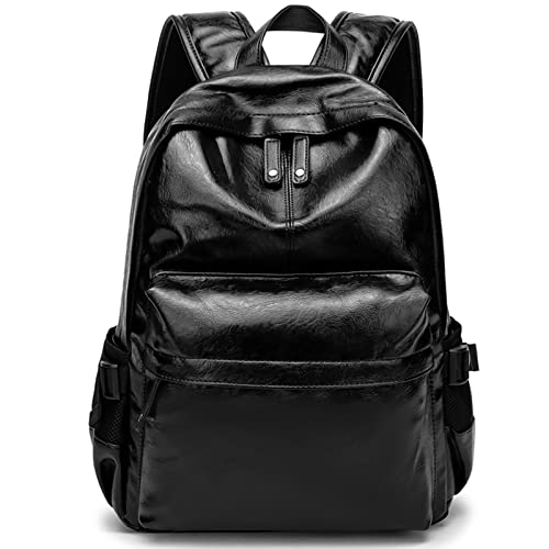 Leather Laptop Backpack for Men Women, School College Bookbag Casual Travel Daypack