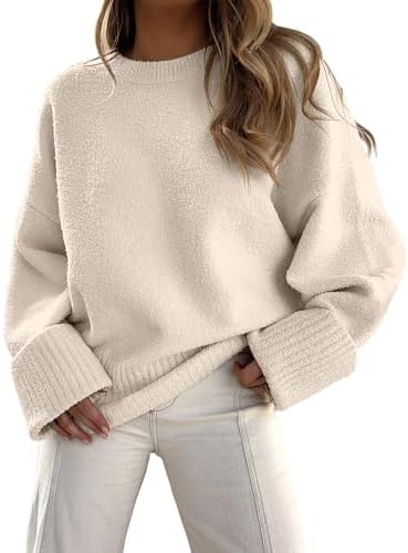 ANRABESS Women's Oversized Sweaters 2025 Long Sleeve Fuzzy Knit Casual Chunky Pullover Sweater Fall Outfits Clothes