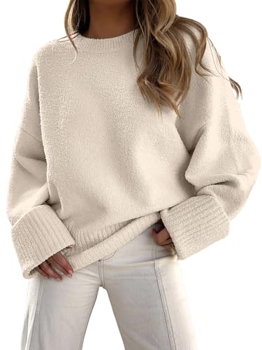 ANRABESS Women's Oversized Sweaters 2025 Long Sleeve Fuzzy Knit C...