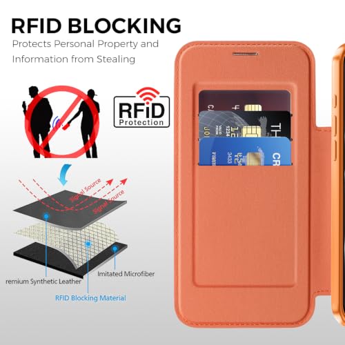 Coque en cuir pour iPhone 17 Pro magnétique transparente noire à rabat - 4