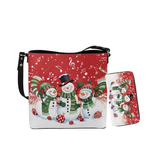 Image of HUGS IDEA Leather Purses and Handbag for Women Bucket Bag with Wrist Wallet 2 Packs