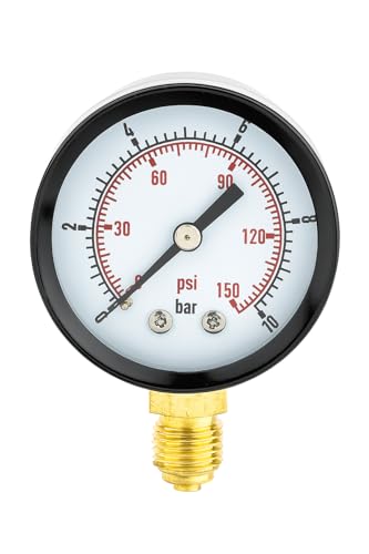 Manómetro Ø53 0-10 bar con conexión inferior G 1/4 BSP-caja ABS negra-visor policarbonato-escala bar/psi-precisión clase 2,5-Compatible con sistemas hidráulicos-aire comprimido-fontanería e industria.