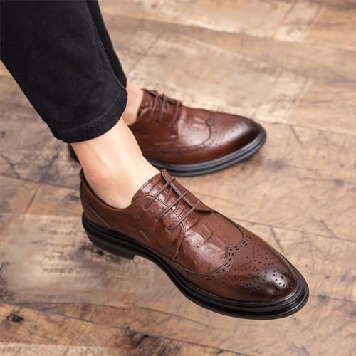 Men's Wingtip Lace-up Brogues Breathable Dress Shoes Traditional Oxfords2