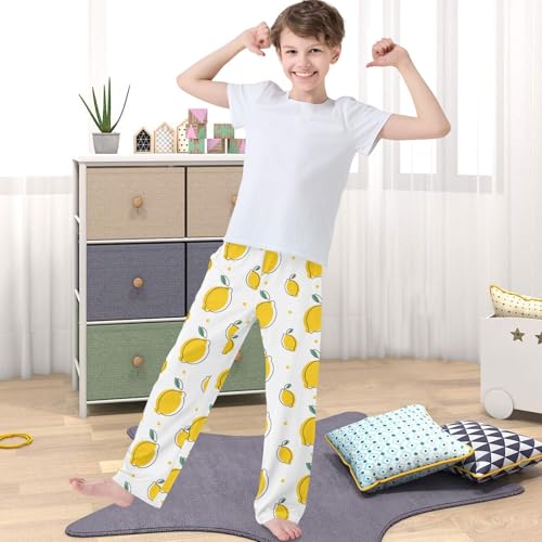 Boy's Pants Yellow Lemon Dot Jogger Pants Elastic Waist Long Bottoms Trousers with Pockets 6-14 Years4