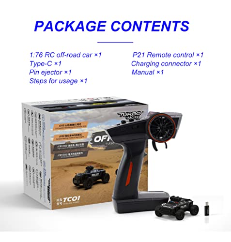 Image of FLYCOLOR Turbo Racing 1:76 C82 RC Truck Car Full Proportional RC Mini Sports Car Remote Controller for Adults Gift(Black)