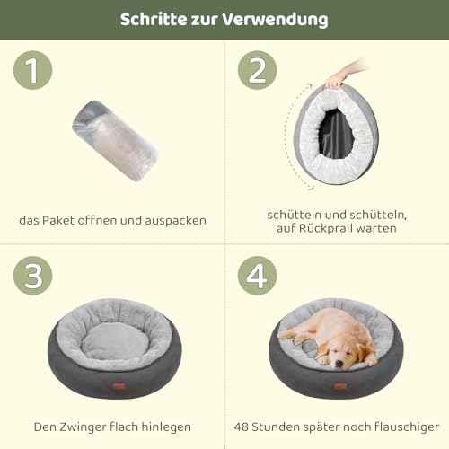 EvcgoX Hundebett Katzenbett flauschig, Donut Hundekissen Katzenkorb Ø 60 cm, waschbare Hundekorb Hundebetten für kleine Hunde, Doppelseitiges Hundekissen für alle Jahreszeiten, Grau