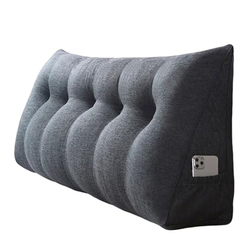 Almohada Cabecero, Cojín de Cuña Triangular, Respaldo de Sofá, Almohada de Lectura Grande, Almohada de Apoyo Lumbar para la Espalda, con Bolsillo, Cremallera (2 200cm)