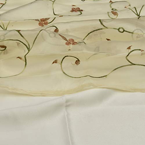 Image of Polyester Floral Embroidery Door Curtains for Living Room /Bedroom (9 Feet, Sky Embroidery + White Blackout) Set of 2 Pieces