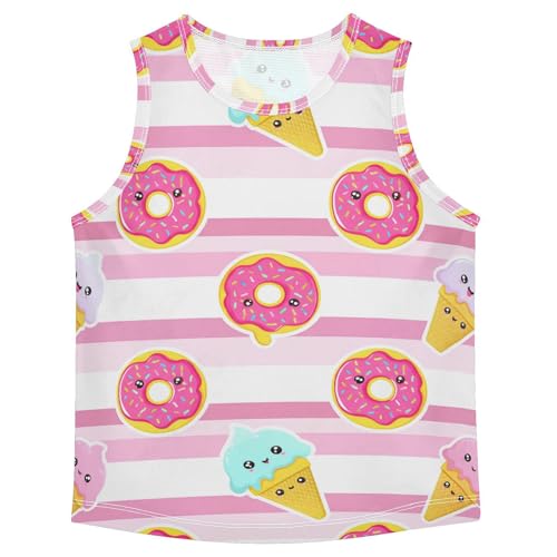 J JOYSAY Cute Donut Icecream Stripe Boys Tank Top Sleeveless Muscle Shirts Quick Dry Kids T-Shirts 3-15T