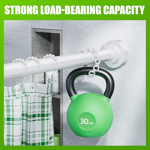 Image of Ausemku Shower Curtain Rod - 32-43 Inch Rustproof Tension Rod, Non-Slip Spring Design, No Drilling Adjustable Curtain Rod for Bathroom, Kitchen, and Closet(White)