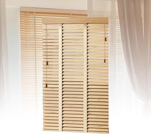 Store Venitien Bois Lamelles 50 mm Extra Larges Chêne – Montage Facile Mur & Plafond – Brise-Vue Fenêtre Bois Massif – Stores Vénitiens Intérieurs &...