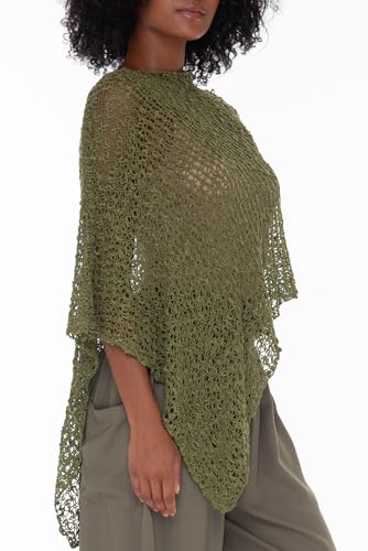 Image of SHU-SHI Summer Ponchos For Women Lightweight Sheer Popcorn Knit Sweater Cape Pullover