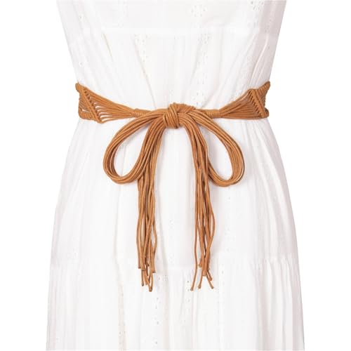 Women Woven Waist Belt Crochet Summer Beach Handwoven Rope Braided Skinny Dress Belt Fashion3