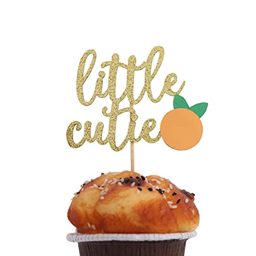 Handmade 12 Pcs Little Cutie Cupcake Topper, Little Cutie Sign,Orange Theme Birthday, Cutie Baby Shower, Little Cutie Birthday Party Supplies, Citrus Cupcake Topper (Little Cutie Cupcake Topper)
