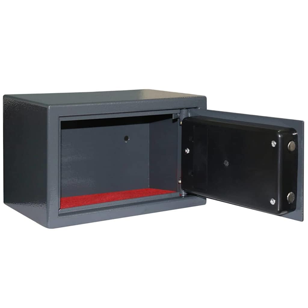 Cassaforte digitale grigio scuro 31 x 20 x 20 cm acciaio robusto, serratura elettronica con codice e impronta digitale, spazio di archiviazione sicuro per documenti e oggetti