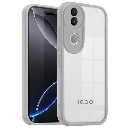 Image of V-TAN Back Cover for IQOO Z10R 5G, Transparent Clear Case Compatible with IQOO Z10R, TPU, Camera Protective, Scratch Resistant Shockproof Mobile Cover with Anti-Slip Grip (Gray)