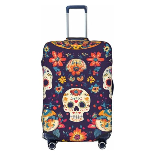 Mexican Flowers Skull Pattern Luggage Cover Washable Elastic Suitcase Covers Anti-Scratch Travel Luggage Protector for Kids Adult M fits 22-24 inch Suitcase