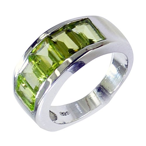 Bague en péridot véritable et argent massif au style grappe carrée