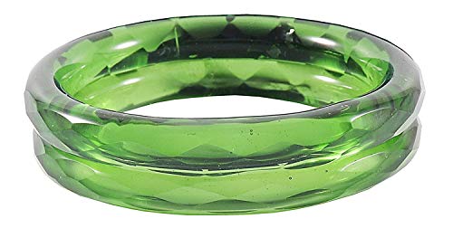 ZULKA Get your traditions Glass With Diamond Pattern Glossy Finished Kada Set For Women and Girls,(Green_2.8 Inches), Pack Of 2 Kada Set