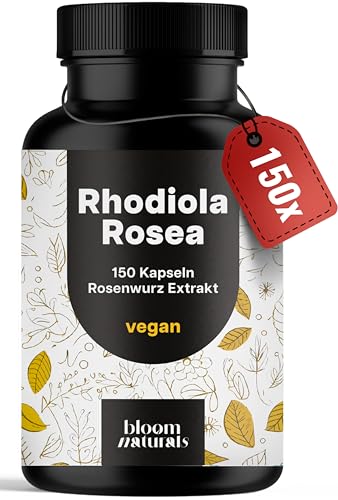 Rhodiola Rosea Kapseln Hochdosiert - 150 Kapseln - 500 mg aus 10:1 Extrakt pro Kapsel - Rosenwurz Kapseln Hochdosiert – Rosenwurz Rhadiola Rosea - Vegan und produziert in Deutschland - Laborgeprüft