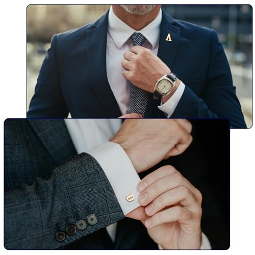 Image of PATIKIL Letter Lapel Pins, Initial Alphabet Collar Pins Letter Brooch Pins for Women Men Shirt Dress Suits