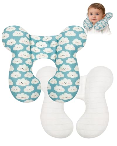 Image of KAKIBLIN Baby Travel Pillow, Baby Neck Pillow for Car Seat, U-Shaped Head and Neck Support for Stroller Pushchair, Soft Cooling Breathable Infant Head Pillow for Newborn Toddler