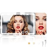 ihkwlma Led Car Sun Visor Vanity Mirror Upgraded with 3 Lights Large Dimmable Light Up Touch Control Vanity Makeup Rechargeable Universal Rear View Mirror for Car Visor