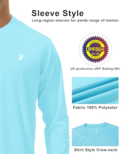 Image of Roadbox Mens UPF 50+ UV Sun Protection Shirts Outdoor Long Sleeve SPF Rash Guard for Fishing Hiking Swimming Running