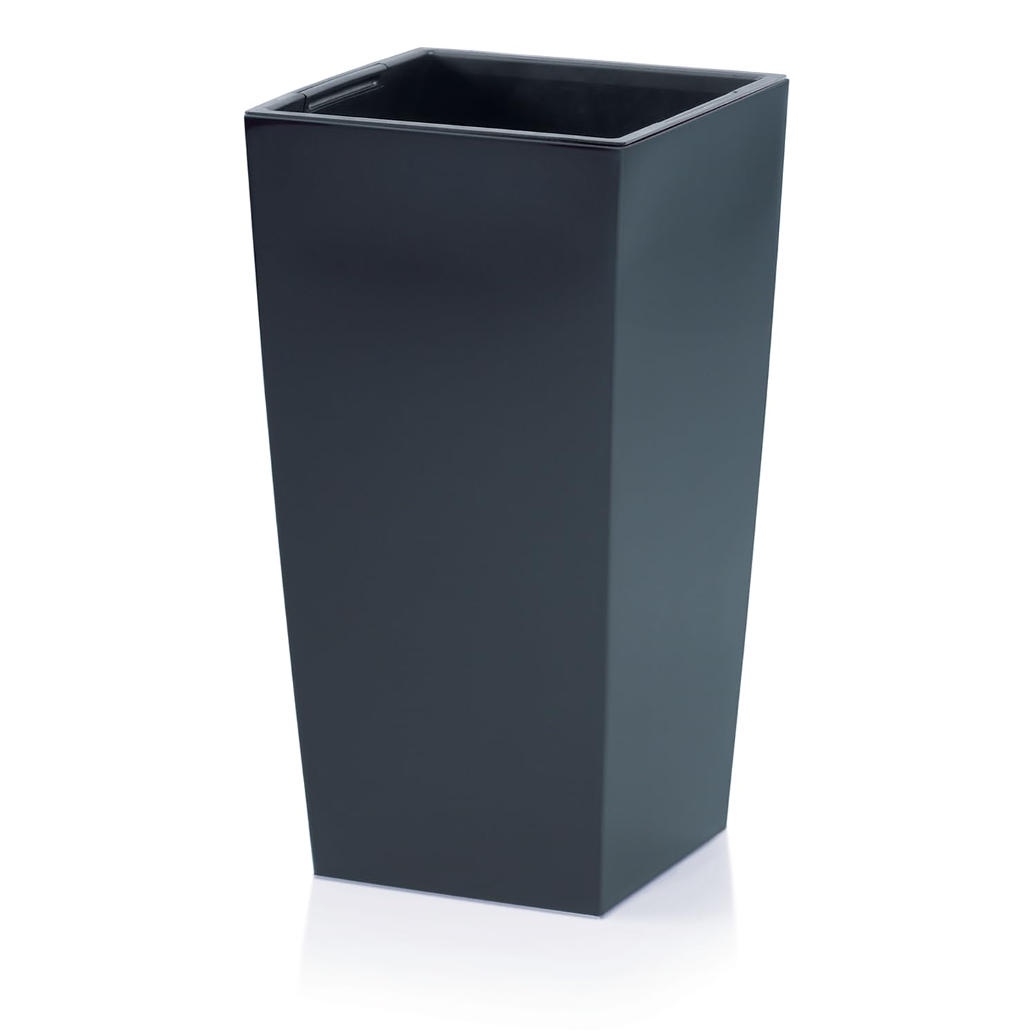 IMJ-Global - 2 Vasi per Piante da Esterno in Plastica Resistente Alle Intemperie, Vasi per Piante da Interno 26,5x26,5x50 cm (26,6L) con Inserto da 11 Litri, Arredamento Casa e Giardini (Nero)