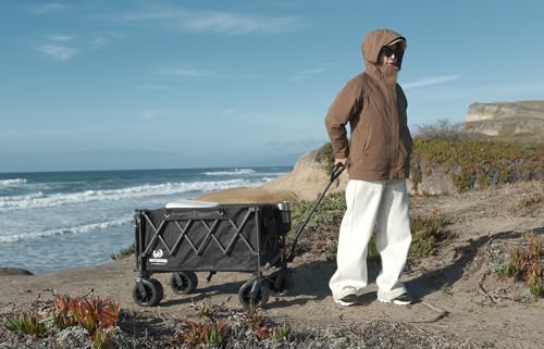 Whitsunday Collapsible Wagon with Tailgate and Big Wheel,Heavy Duty Utility Folding Wagons for Beach Camping Outdoor Black - Thumbnail 4