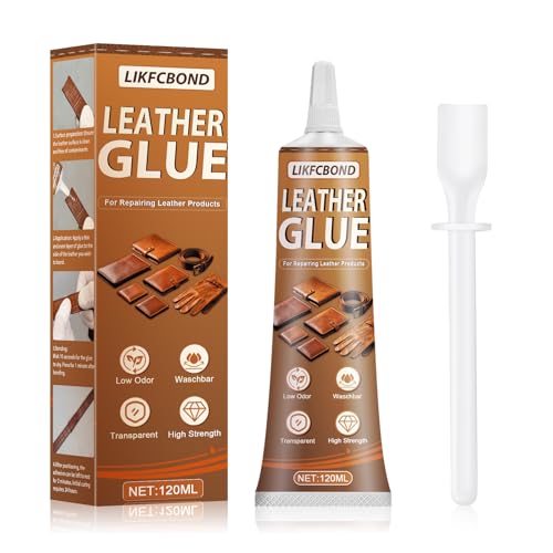 LIKFCBOND Pegamento para Cuero, 120ML Pegamento Líquido de Cuero Impermeable Flexible, Pegamento Cuero Profesional Para Reparar Sofás, Bolsos, Asientos de Coche y Zapatos, Secado Rápido y Transparente