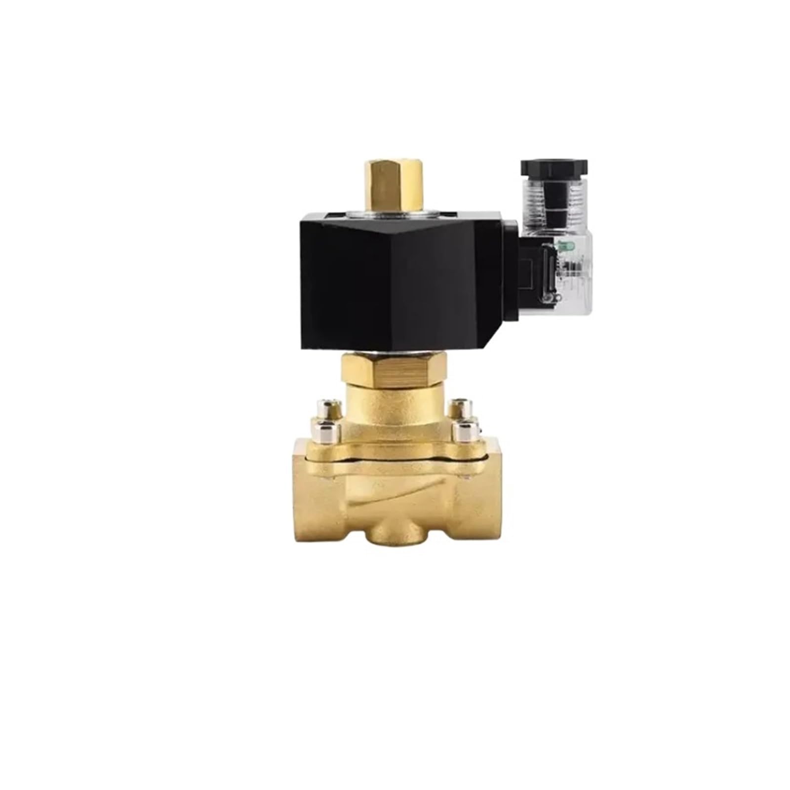 LNHHG 1/4inch To 2inch Brass Normally Open Solenoid Valve 220 12V 24V Direct Acting Waterproof With LED Light(DN15,AC220)