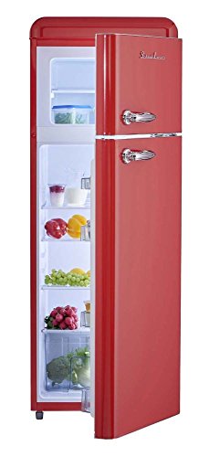 Preisvergleich Produktbild Retro Kühlschrank Feuerrot Glanz A++ Kühl Gefrierkombi Schaub Lorenz