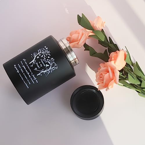 6 Inches Small Urn for Human Ashes Stainless Steel Mini Cremation Urn Small Keepsake Urn Memorial Ashes Container-Black