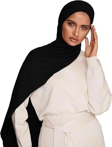 سكارف وحجاب قطن خفيف الوزن للنساء ناعم ومزود بمسامات للتهوية ومريح للاستخدام اليومي من بريميوم، لون أسود