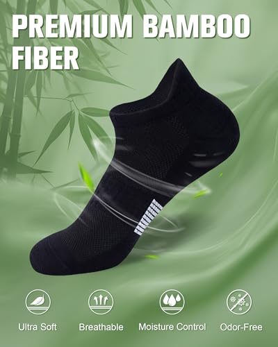 Image of Niorasen Ankle Socks for Women, 6 Pairs Breathable Bamboo Viscose Low Cut Thin Socks,Moisture Wicking Casual Sports Running