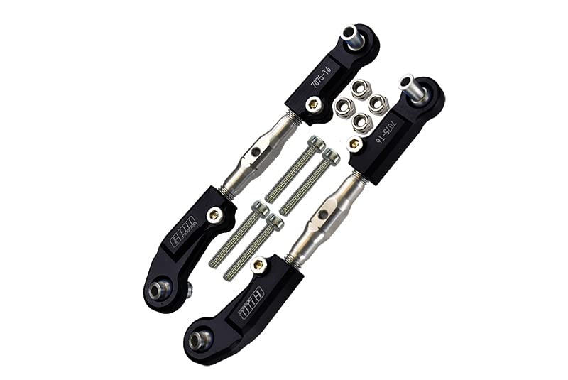GPM Upgrades Aluminum 7075-T6+Stainless Steel Adjustable Front Steering Tie Rod for 1/7 Mojave 6S BLX Desert Truck (ARA106058T1/T2) & 1/7 Mojave 6S V2 4WD BLX (ARA7604V2T1/T2) RC Cars (Black)