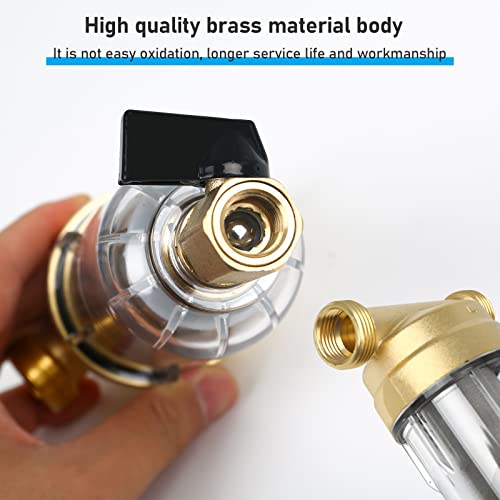 Wmlbk Spin Down Sediment Filter,100 Micron Reusable Whole House Water Filter Pre-Filtration System Undersink Water Filtration System Bpa-Free, Food-Grade Material For Well Water, G3/4" M + G1/4" #TOP5