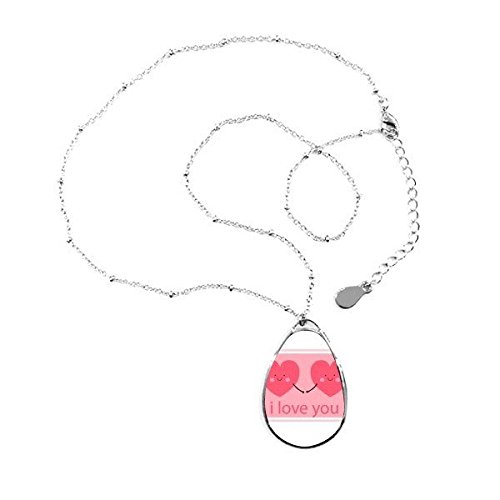 Collier I Love You avec pendentif teardrop en forme de coeur et chaine