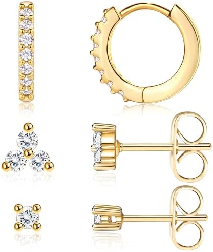 Gokeey Dainty Small Gold Stud Earrings for Women, 14K Gold Plated...