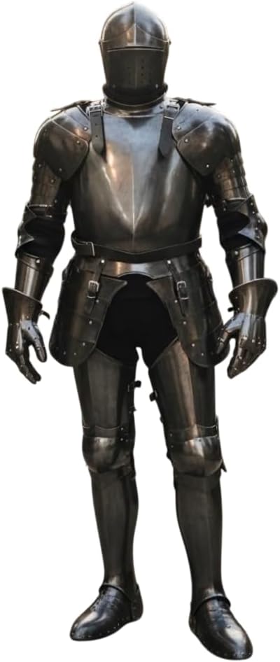 ARTIZANSTORE Medieval Full Body Black Antique Armor Suit — Knight Combat Armour with Close Visor Helmet