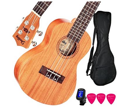 Qual o Melhor Ukulele Concerto de 2025? Melhores Ranking 1 Kit Ukulele Shelby SU23M Concerto Mogno Completo