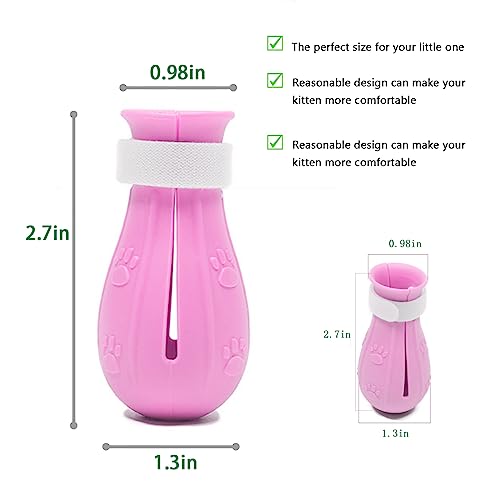 Image of Cat Scratch Cover for Nursing Rehabilitation Cat Boots for Cats Only, Adjustable Cat Bathing Gloves(Pink-c)