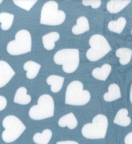 Tissu polaire imprimé de cœurs bleus pour plaids de salon
