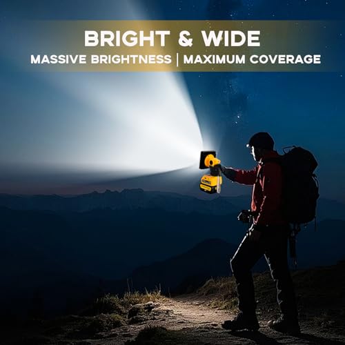 Image of 1500LM LED Work Light for Dewalt 20V Battery, 25W Portable Flood Light with USB & Type-C Ports, 90 Adjustable Angle Cordless LED Light for Emergency, Workshop, Indoor and Outdoor Use (Tool Only)